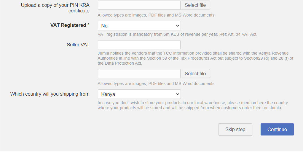 Jumia seller center sign up kenya