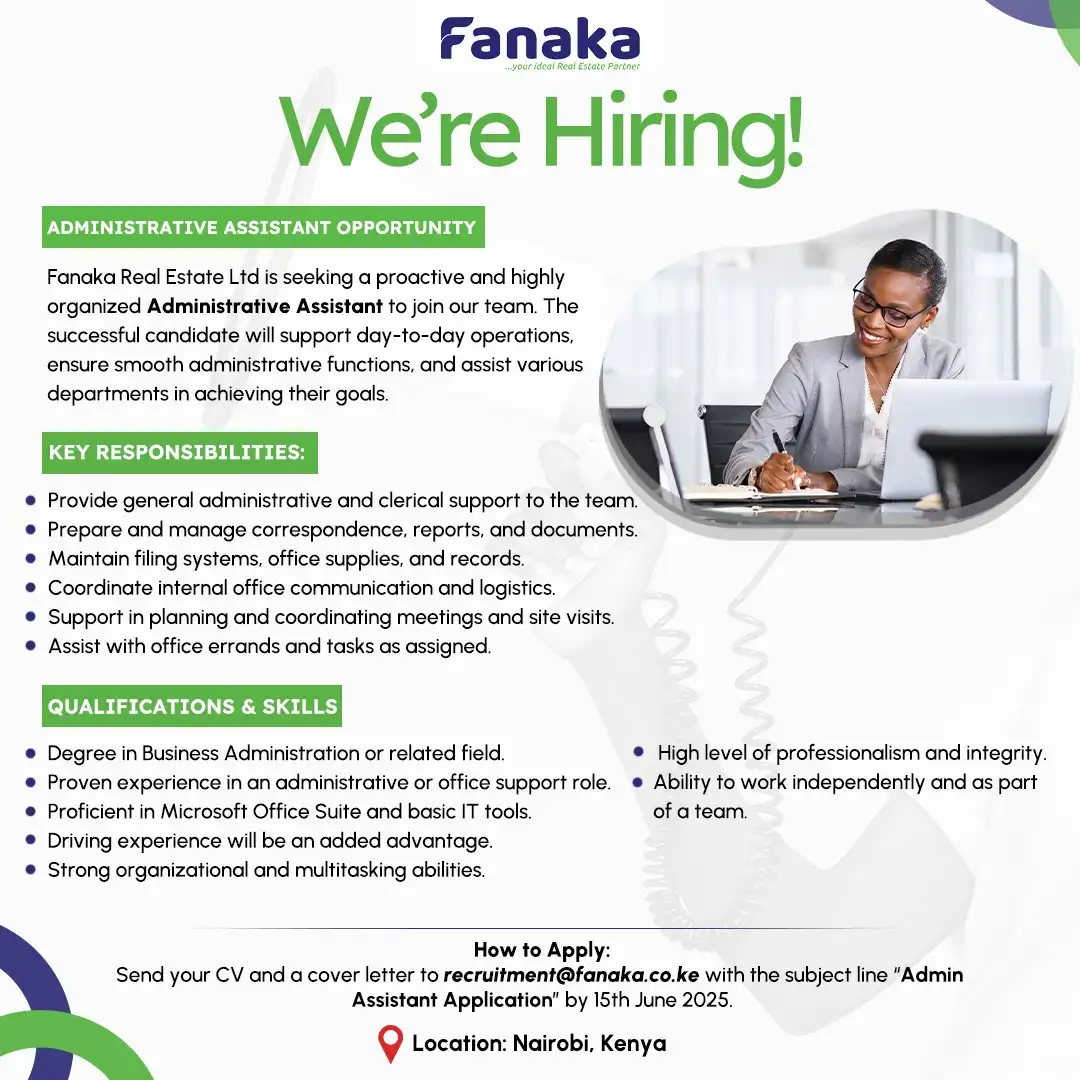 administrative assistant job in kenya