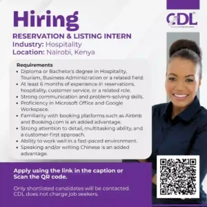Reservation & Listing Intern Job Vacancy