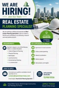 Real Estate Planning Specialist Job Vacancy
