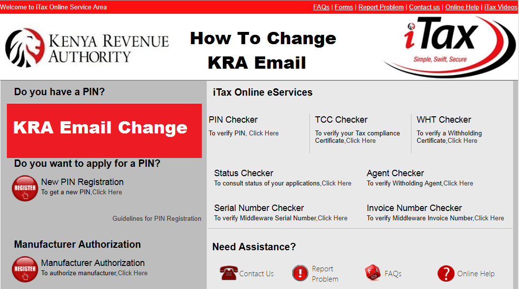how to change kra email